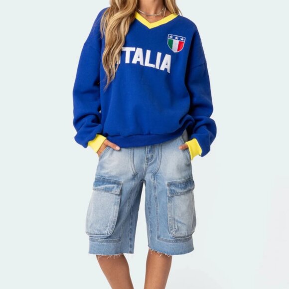 Edikted Italia Sweatshirt Blue - Women's sz M - Picture 7 of 10